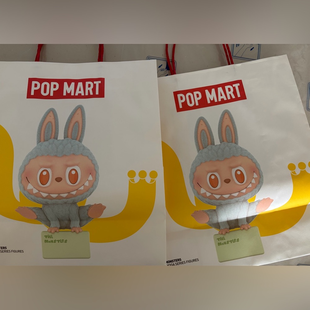 Pop Mart Labubu Lazy Yoga Shopping Gift Bags set of 2